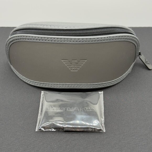 Emporio Armani Glasses Case Gray Zippered Sunglasses Eyeglasses with Cloth - Picture 2 of 8